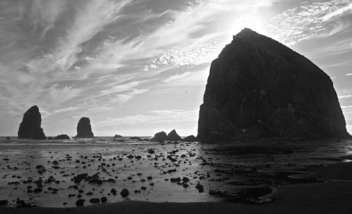 Haystack_rock_monochrome