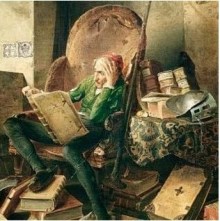 Don Quixote in the library Adolf_Schrödter 1834