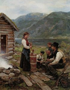 Jahn Ekenæs, 1908: Family in a Norwegian fjord landscape