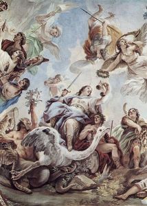 Luca Giordano, Frescoes in the gallery of the Palazzo Medici-Riccardi in Florence, Scene - Justizia ca 1584