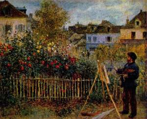 Claude Monet Painting in his Garden, by Pierre-Auguste Renoir [Public domain or Public domain], via Wikimedia Commons