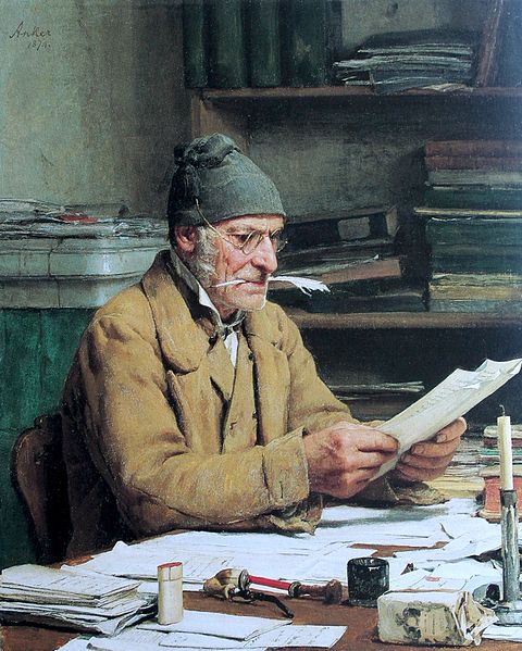 The village clerk , painting by Albert Anke 1874