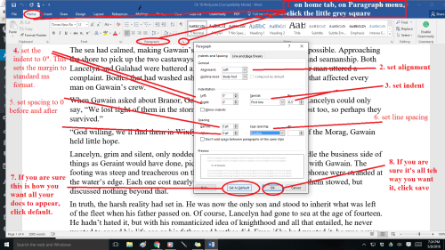 Format paragraphs printscreen