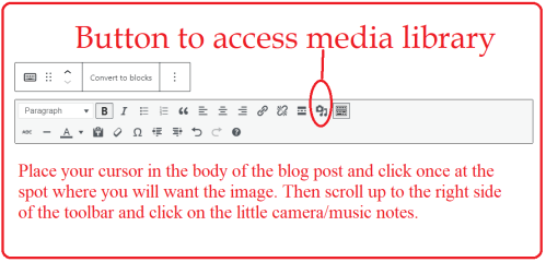 insert images classic editor toolbar