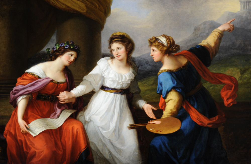 Self-portrait of the Artist hesitating between the Arts of Music and Painting by Angelica Kauffman RA (Chur 1741 ¿ Rome 1807)