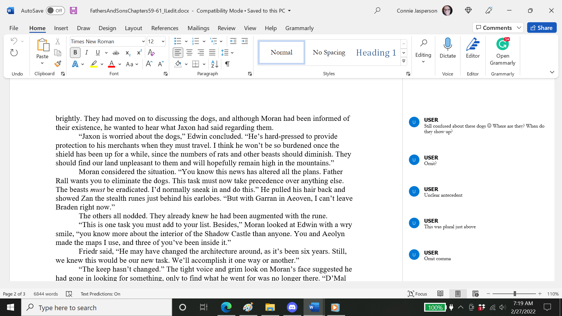 Track Changes 3 comments in sidebar