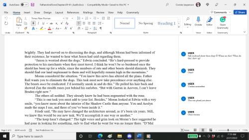 Track Changes 3 comments in sidebar