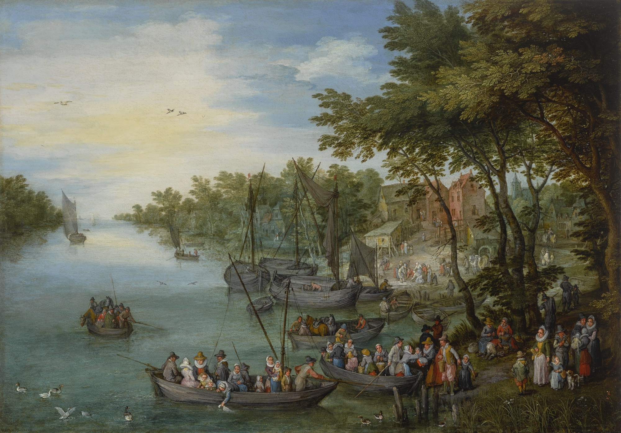 A_Wooded_River_Landscape_with_a_Landing_Stage,_Boats…_by_Jan_Brueghel_the_Elder