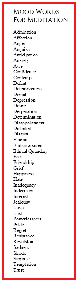 Mood words for meditation