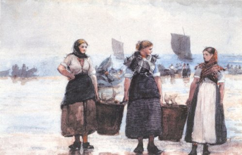 Homer,_Winslow_-_'Fisherwomen,_Cullercoats',_1881,_graphite_&amp;_watercolor_on_paper
